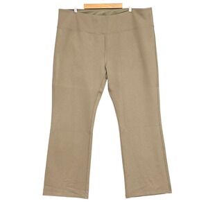 Soft Surroundings Womens Pants Plus 3X Tan Pull On Flare Leg Stretch Comfort